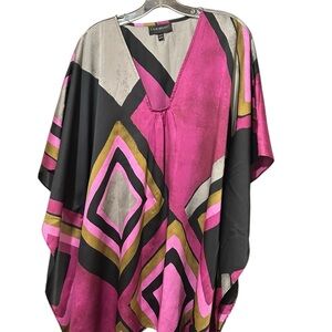 Lane Bryant Pink and Gold Abstract Kaftan
